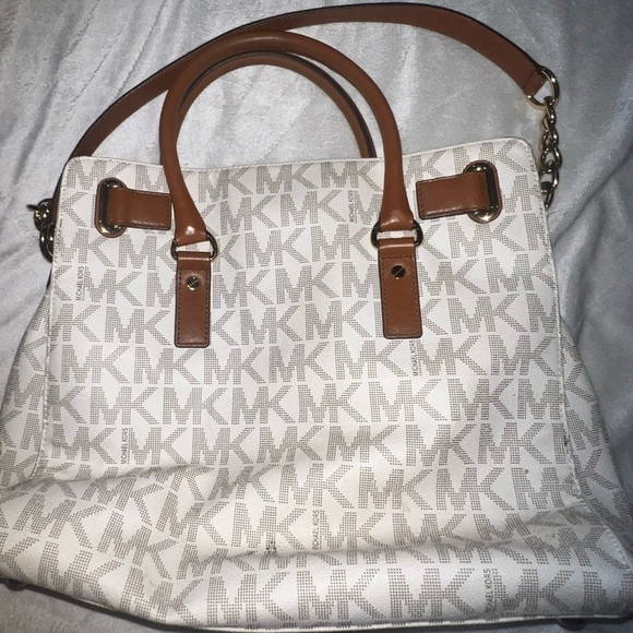 MICHAEL KORS… 3-Piece Purse Set… White, Gold, and Brown Leather…with MK Lock - Picture 8 of 13